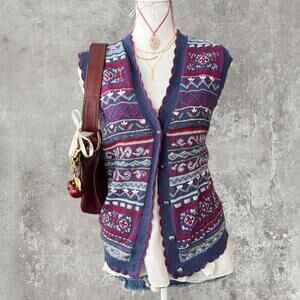 adorable coquette valentines day knit sweater vest with heart buttons